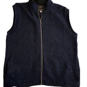 REI Vintage Men's Full Zip Blue Wool Vest XL Hiking Outdoor Granola Forest 90s